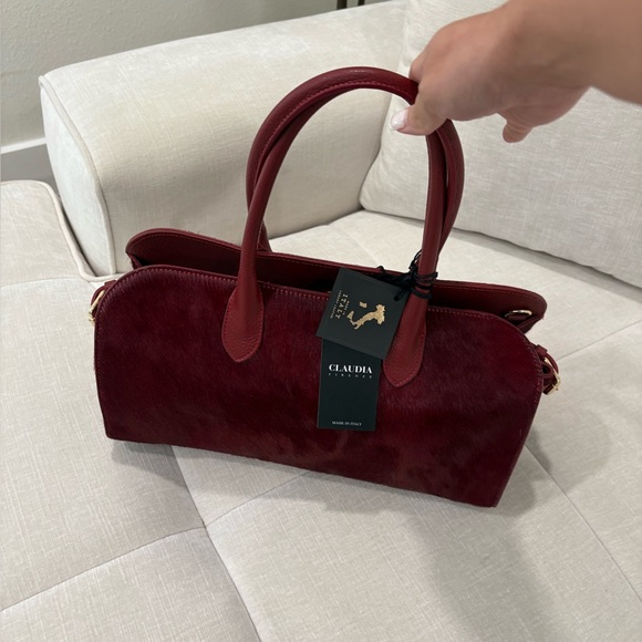 RARE NWT Claudia Firenze Italian leather Red Handbag - Picture 5 of 6